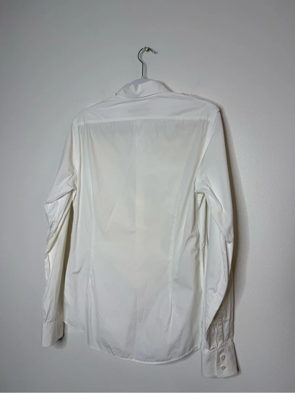 Gucci dress shirt Frida Giannini era Green/red Web trim Military-style shoulder